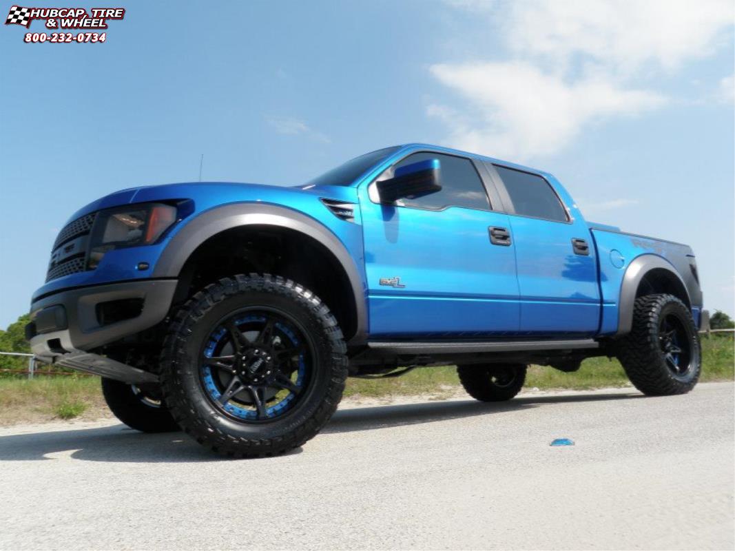 vehicle gallery/ford f 150 moto metal mo961  Satin Black Blue Insert wheels and rims